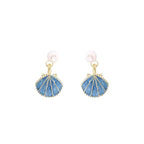 Blue Scallop Shell Earrings Shell Jewelry