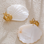 Boucles d'oreilles couleur nacre coquillage et étoile de mer