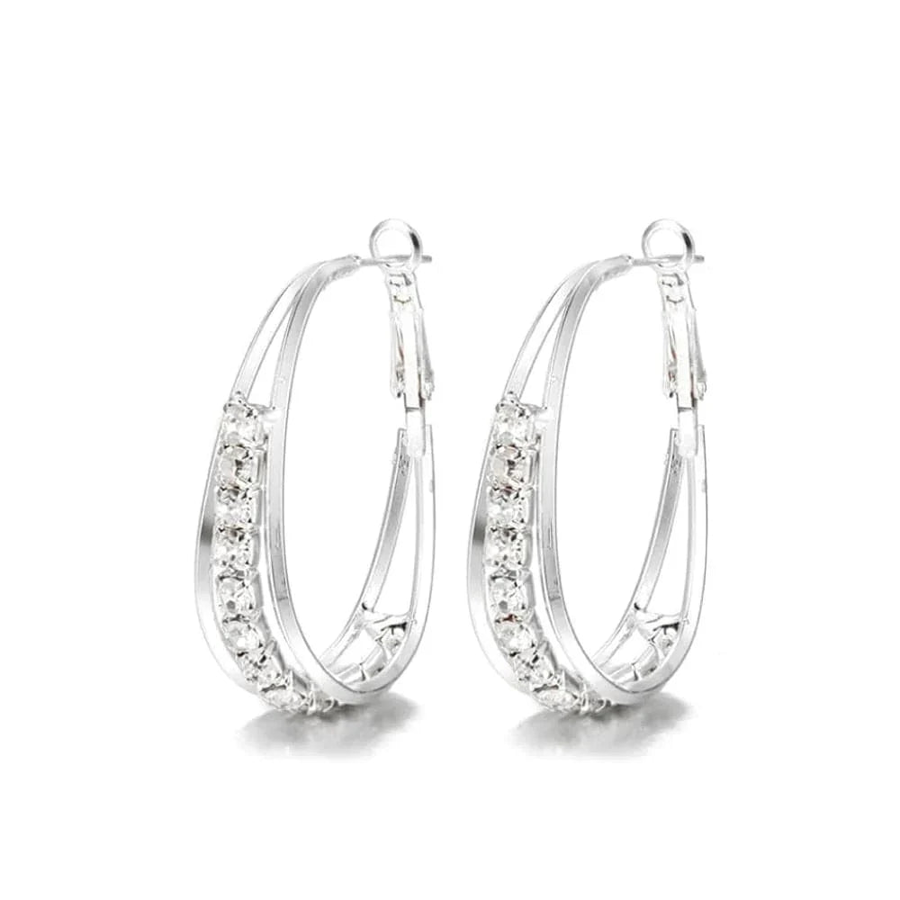Boucles d'oreilles Créoles à Strass Or