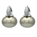 Pendientes de Aro con Perla Azul y Circonio plata y beige