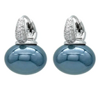 Pendientes de Aro con Perla Azul y Circonio plata y azul