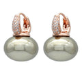 Pendientes de Aro con Perla Azul y Circonio oro y beige