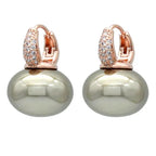 Pendientes de Aro con Perla Azul y Circonio oro y beige