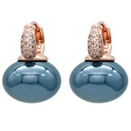 Pendientes de Aro con Perla Azul y Circonio oro y azul