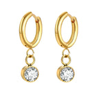 Boucles d'Oreilles Créoles avec Zircon Pierre de Naissance