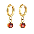 Boucles d'Oreilles Créoles avec Zircon Pierre de Naissance