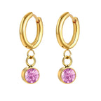 Boucles d'Oreilles Créoles avec Zircon Pierre de Naissance