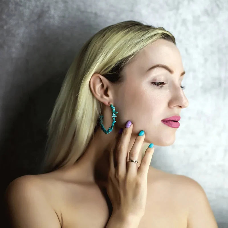 Pendientes de Aro Coral azul