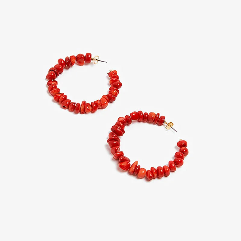 Pendientes de Aro Coral rojo