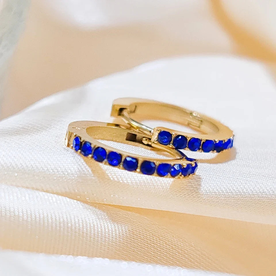 Gold-toned hoop earrings with birthstone for women