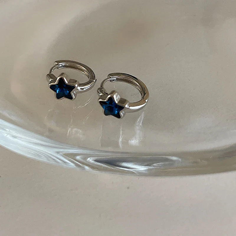 Pendientes de Aro Estrella Azul
