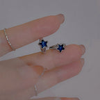 Pendientes de Aro Estrella Azul