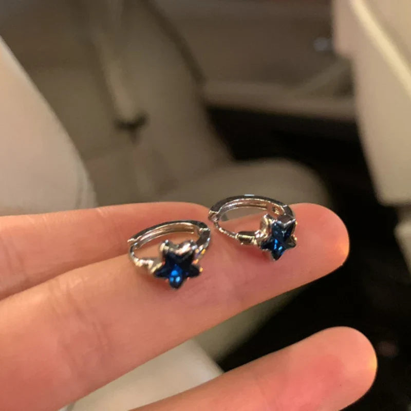 Pendientes de Aro Estrella Azul