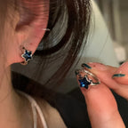 Pendientes de Aro Estrella Azul