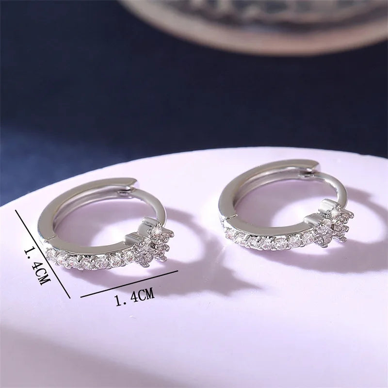 Zircon Star Hoop Earrings