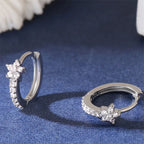 Silver Zircon Star Hoop Earrings