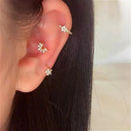 Silver Zircon Star Hoop Earrings