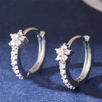 Silver Zircon Star Hoop Earrings