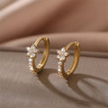 Gold Zircon Star Hoop Earrings