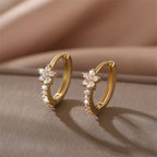 Gold Zircon Star Hoop Earrings