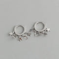 Silver Star and Moon Dangle Hoop Earrings