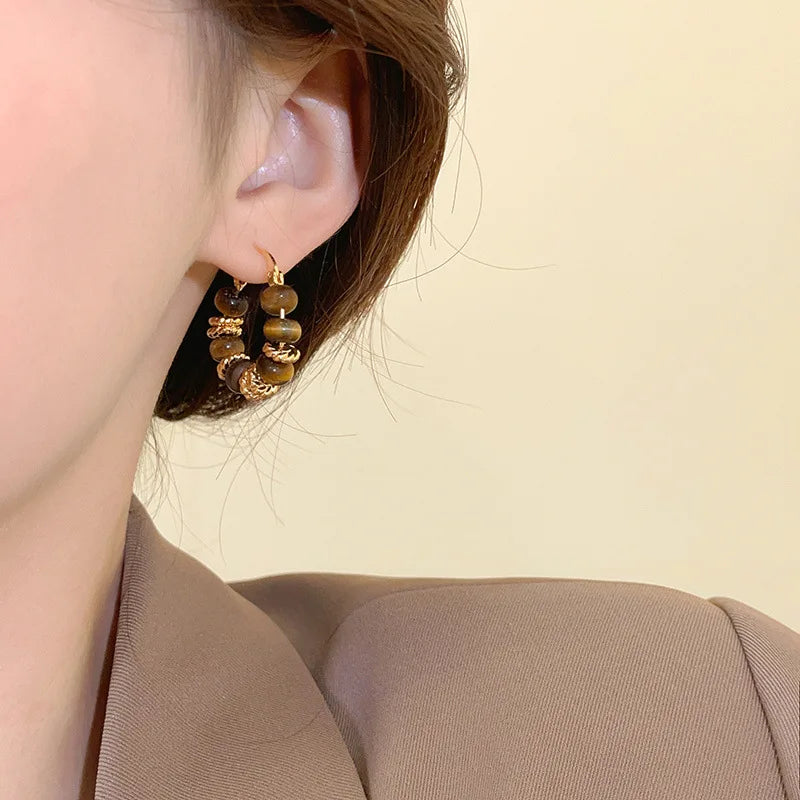 Pendientes Aros Mujer Ojo de Tigre