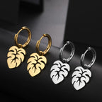Pendientes Aros Hoja de Palma plata