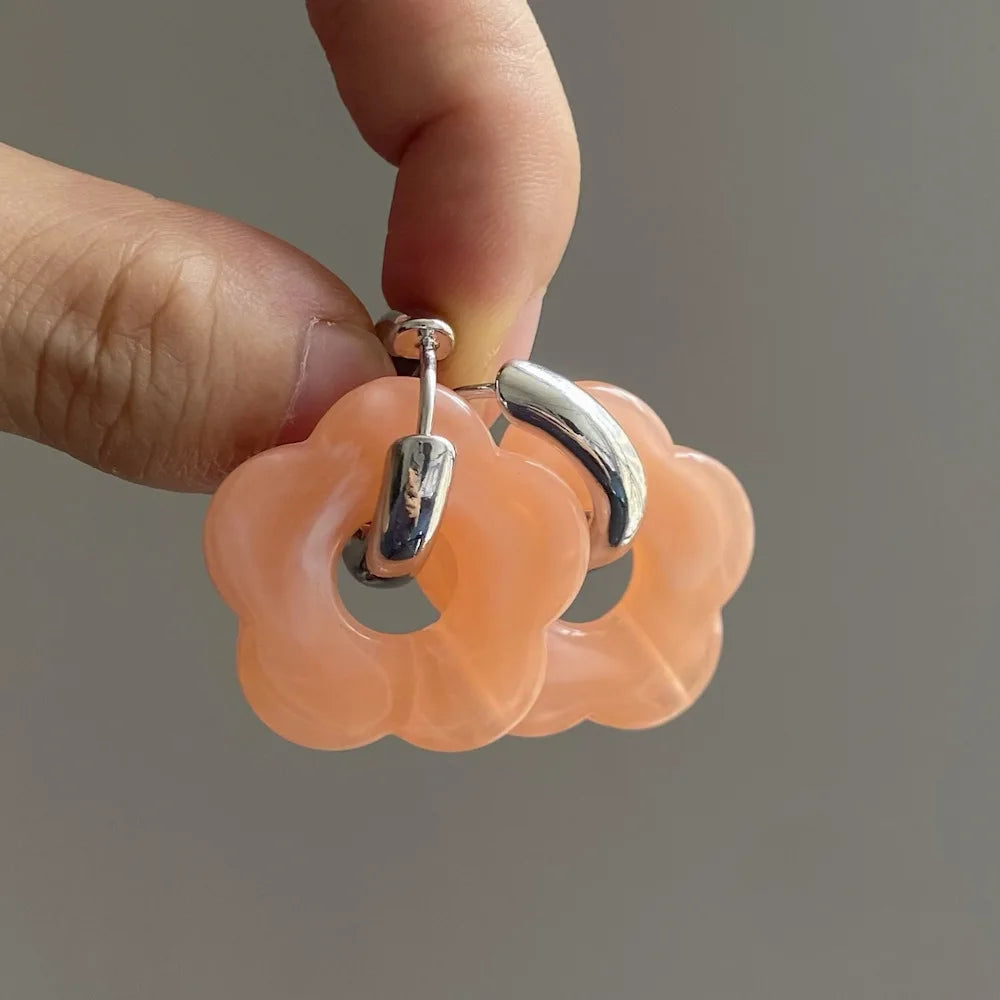 Pendientes Aros Flor de Resina