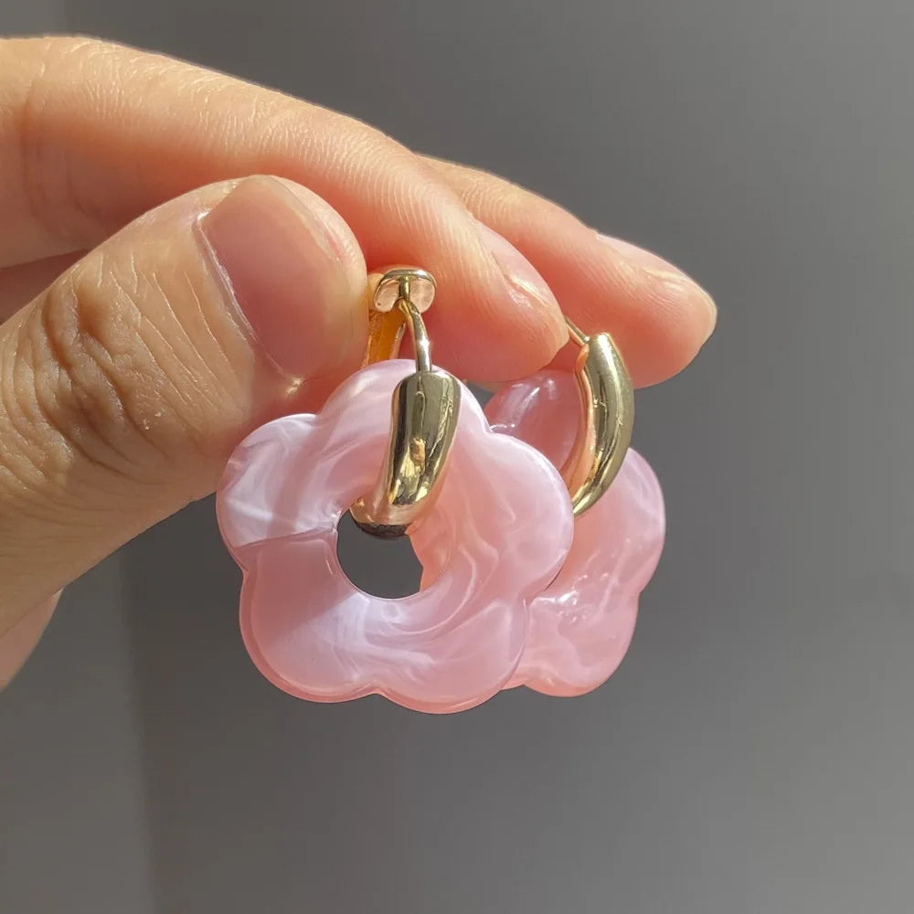 Pendientes Aros Flor de Resina
