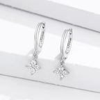Pendientes de Aro Flor de Circonio plata