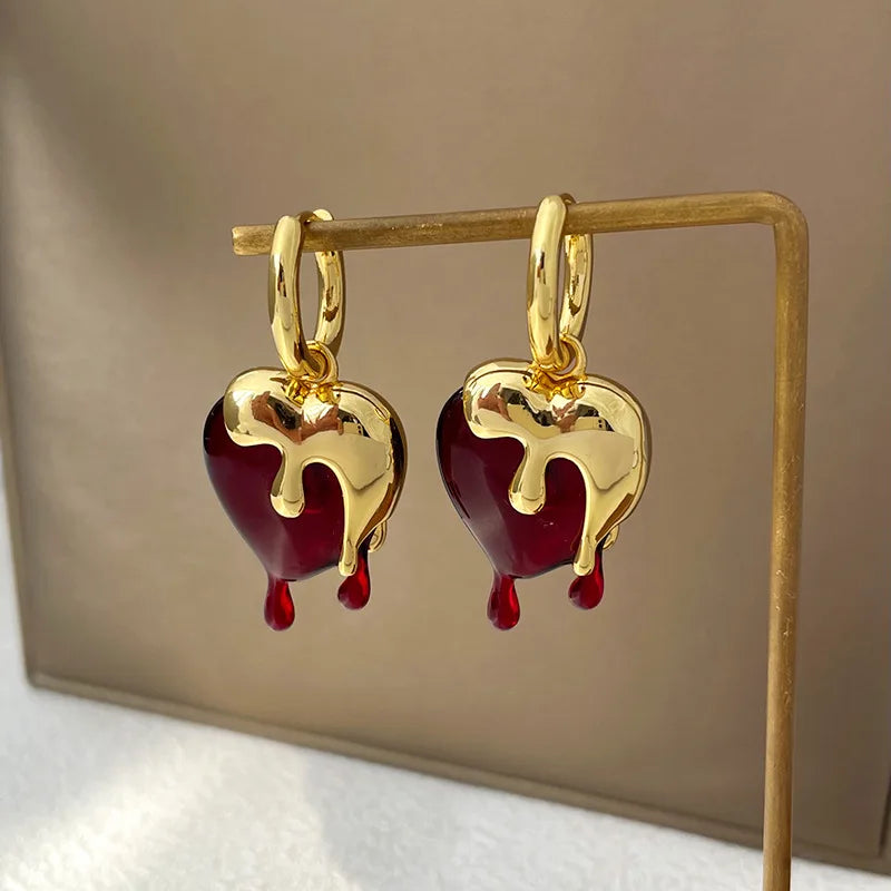 Pendientes de Aro Fundidos Corazón Oro