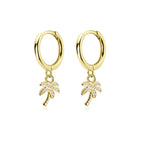Boucles d'Oreilles Créoles Palmier avec Zircon or