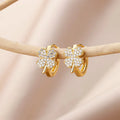 Boucles d'Oreilles Créoles Trèfle à 4 Feuilles en Zircon