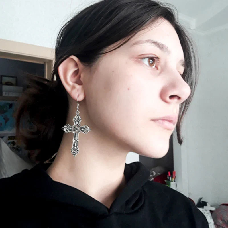 Gothic Style Cross Earrings for Women 1