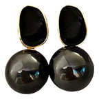 Pendientes de Estilo Retro con Perlas Blancas negro