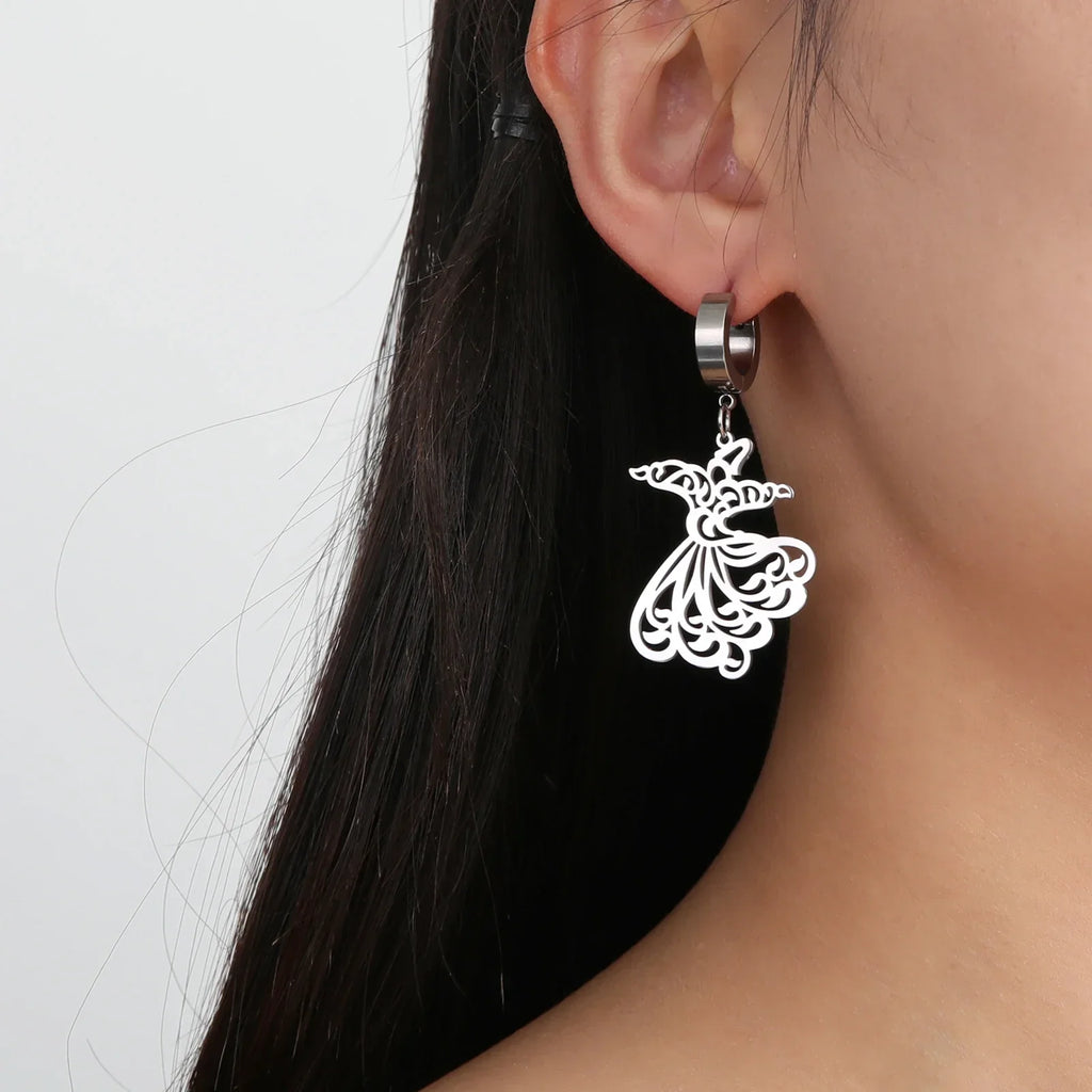 Boucles d'oreilles pendantes pour femme Ramadan arabe argent