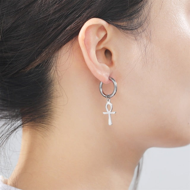 Pendientes Egipcios Cruz Ankh Mujer plata