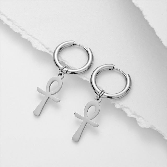 Pendientes Egipcios Cruz Ankh Mujer plata