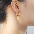 Pendientes Egipcios Cruz Ankh Mujer oro