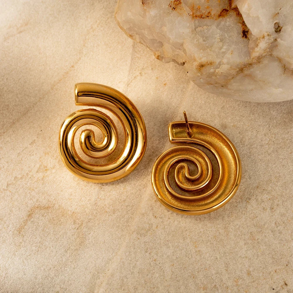 Boucles d'oreilles en forme de spirale bombée or