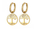Pendientes de Mujer Aros Colgantes Árbol de la Vida oro