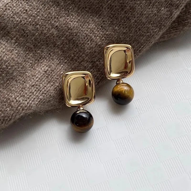 Women's Tiger Eye Stone Earrings
