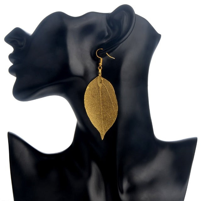 Pendientes Hoja Bohemia oro