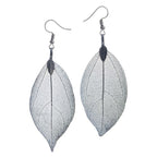 Pendientes Hoja Bohemia Hematita oro bañado