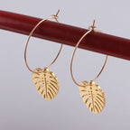 Pendientes de Hoja de Palma en Oro
