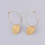 Pendientes de Hoja de Palma en Oro