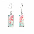 Pink and Blue Hanging Flamingo Earrings