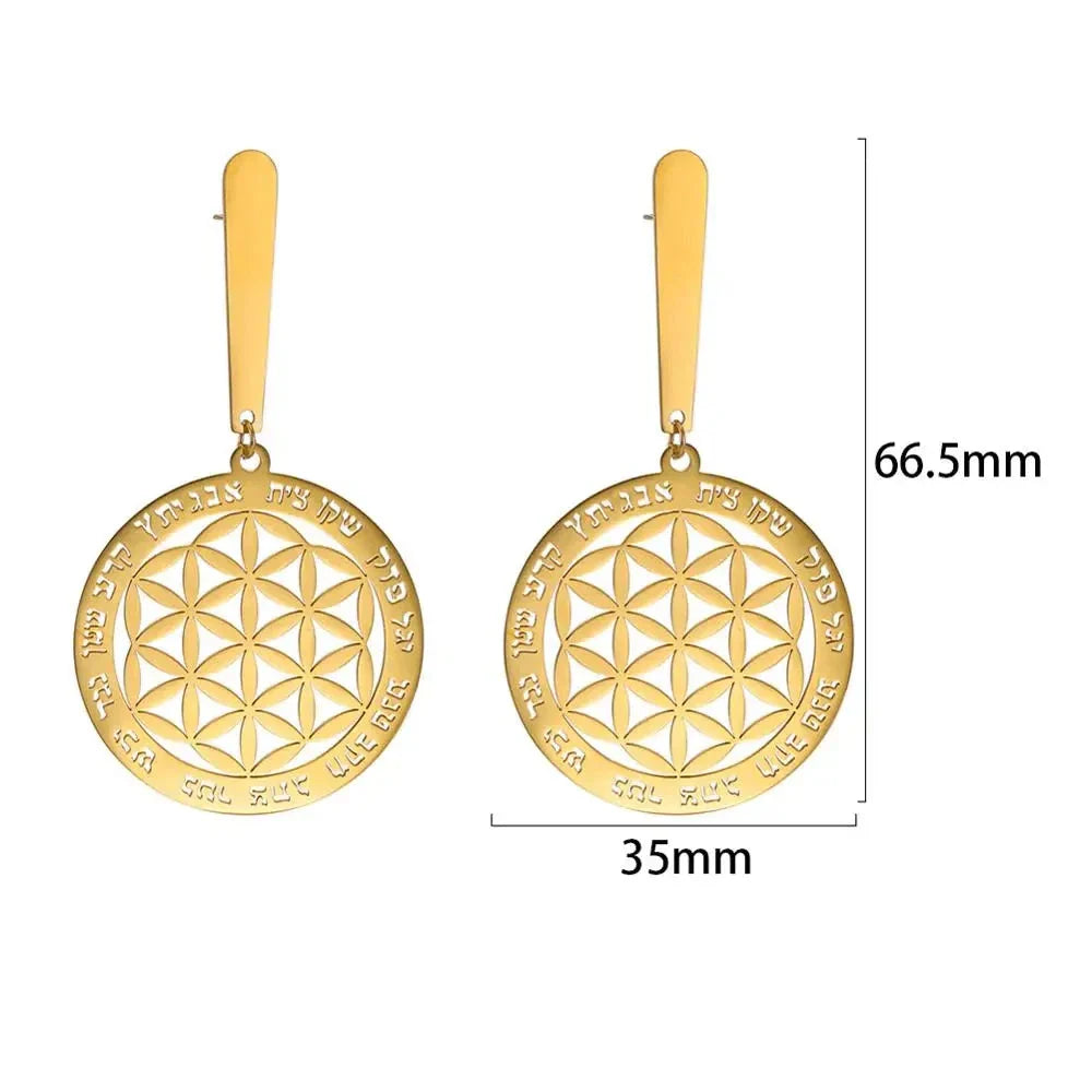 Pendientes Colgantes Flor de la Vida en oro