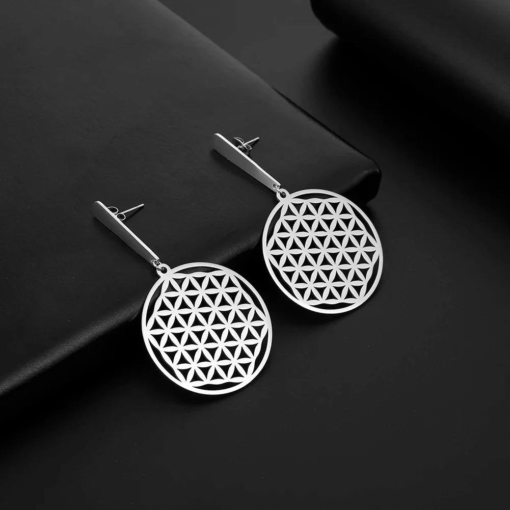 Pendientes Colgantes Flor de la Vida en plata