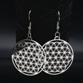 Pendientes colgantes Flor de la Vida de plata